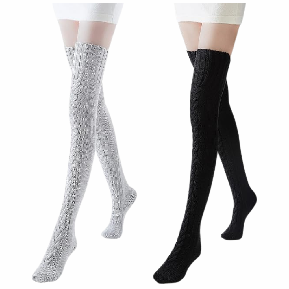 Pack Of 2 Women High Socks Over the KneeClassic Winter Knit Style Pair Of 2 Socks - Image 8