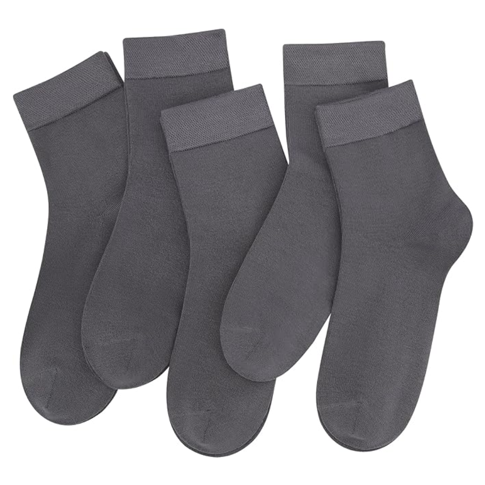 5 Pairs Women Bamboo Crew Socks Thin Lightweight Casual Wear