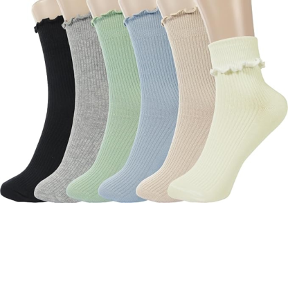 Women Turn Cuff Frilly Ruffle Socks