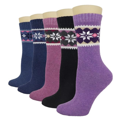 Geometric Knit Crew Pattern Blend Socks
