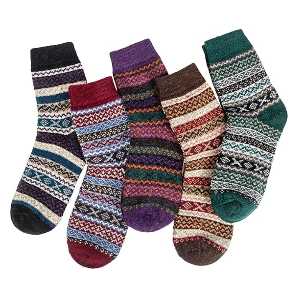 Patterned Blend Crew Style Cabin Socks