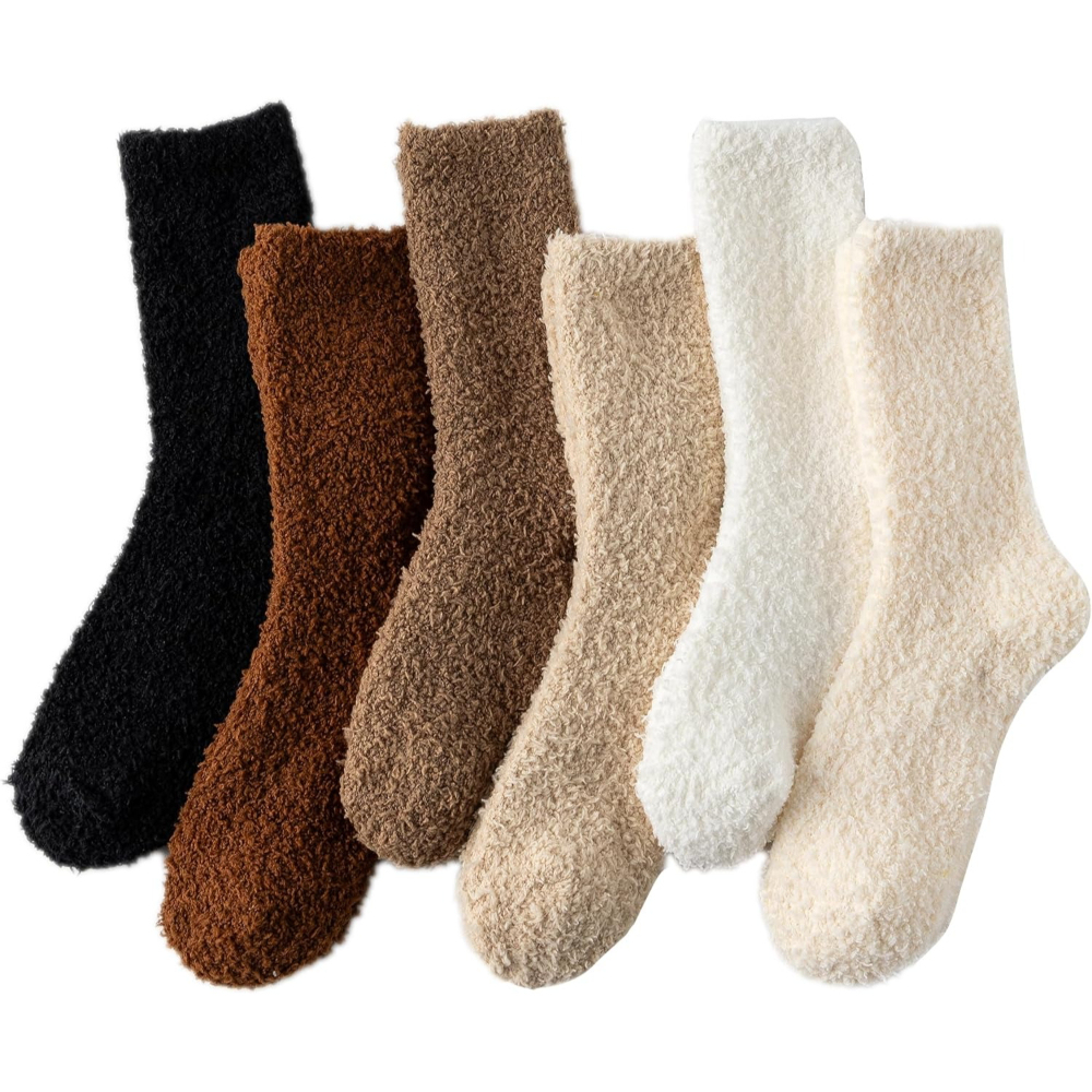 6 Pairs Women Soft Fuzzy Fluffy Slipper Socks