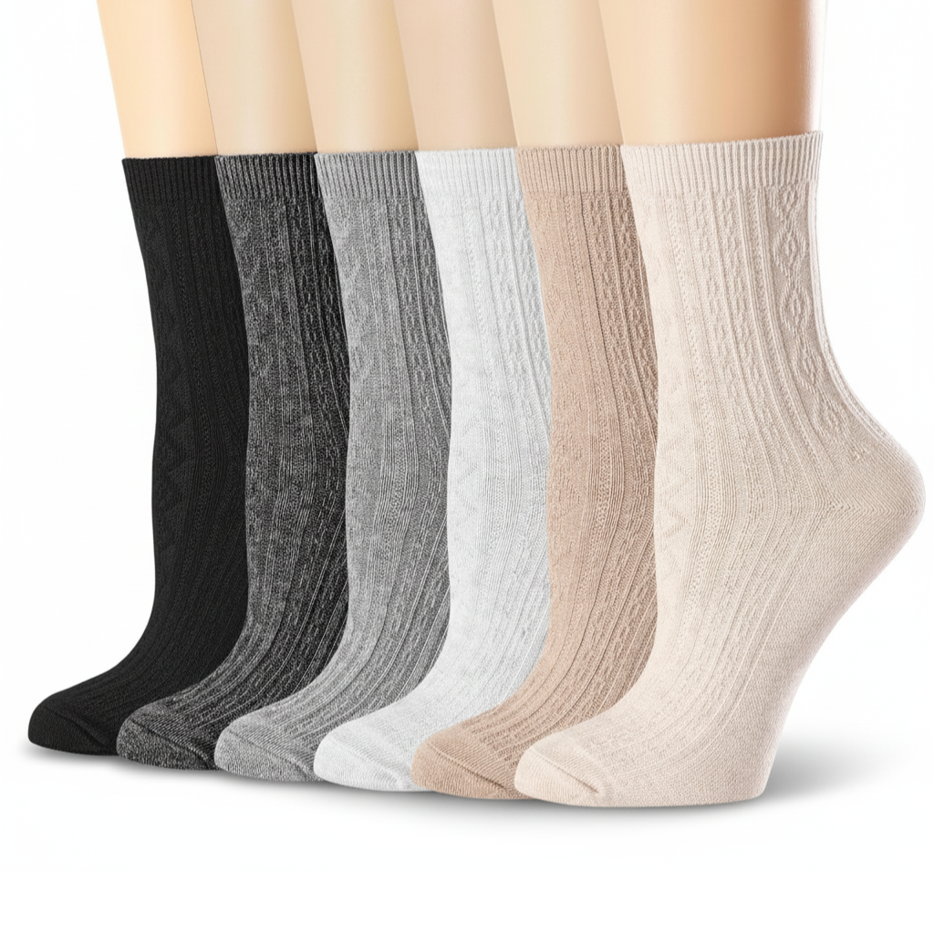 Pack of 6 Comfy Women Casual Knit Cotton Crew Socks6 Pair Of Comfy Women Casual Knit Crew Socks - Image 8