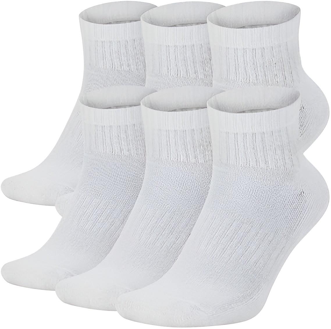 6 Pairs Quarter Length Sports Cushioned Socks-Plantar Socks