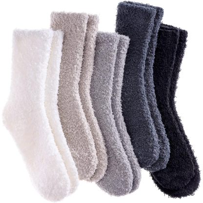 5 Pairs Women Super Soft Fuzzy Plush Warm Winter Slipper Socks