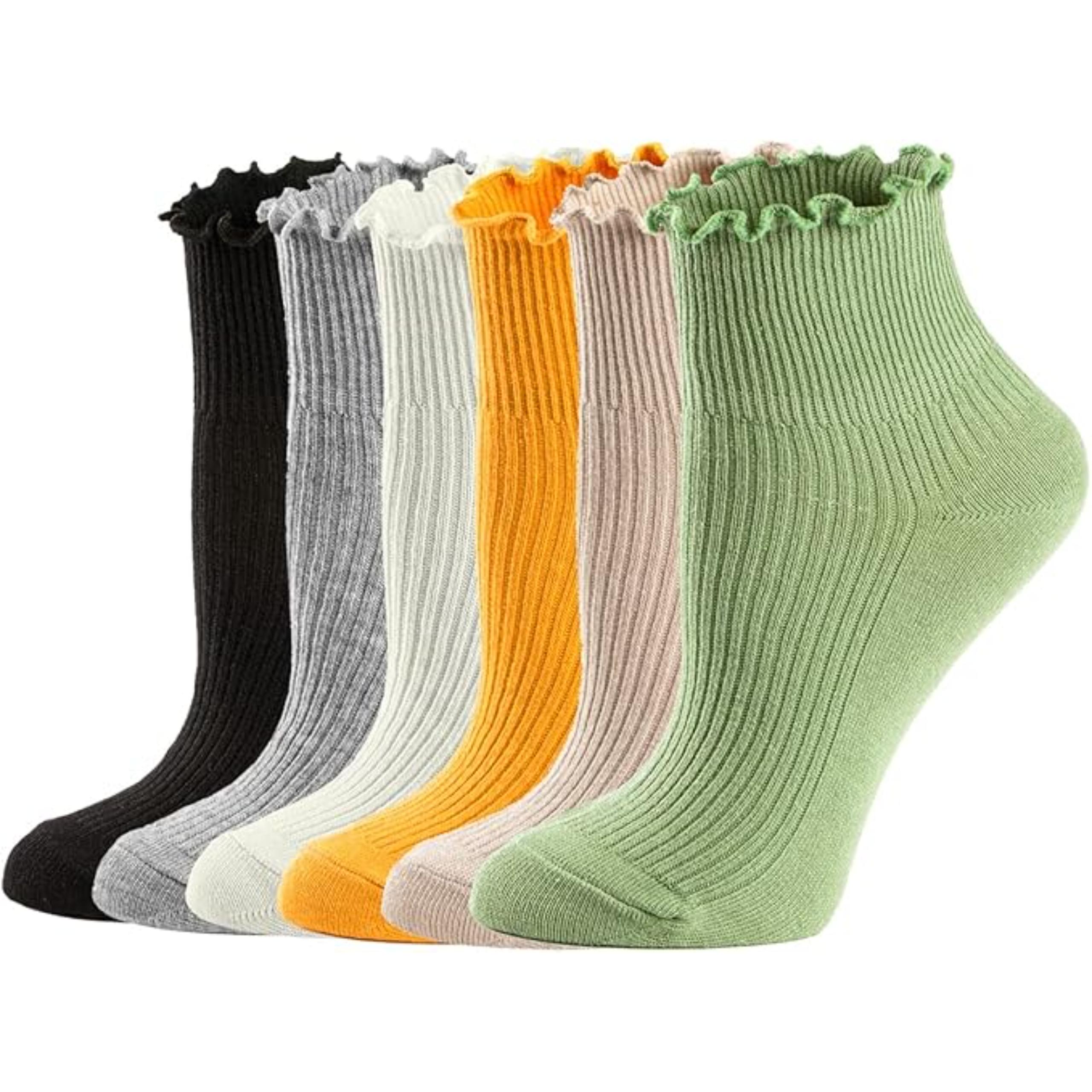 Pack Of 6 Casual Ankle Ruffle Socks For Women