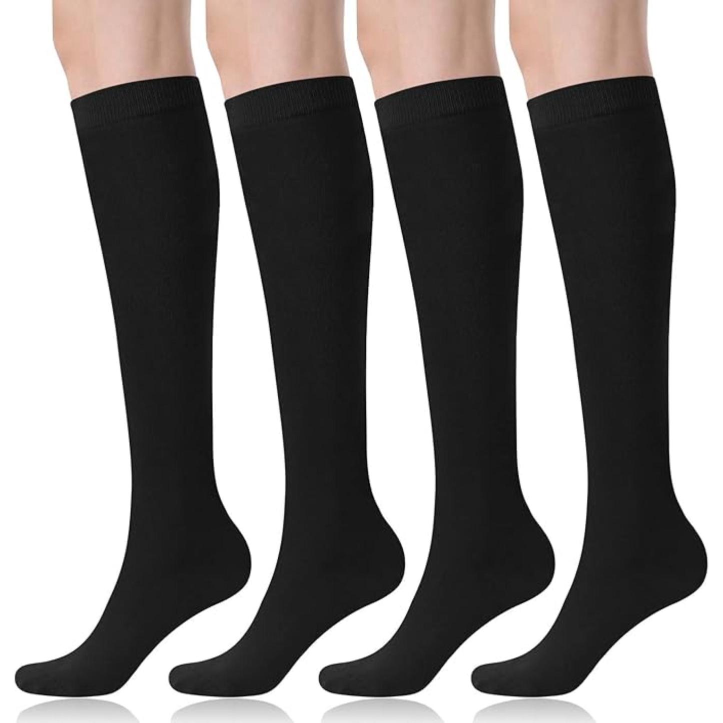 Women 4 Pairs Sporty Cotton Crew Socks