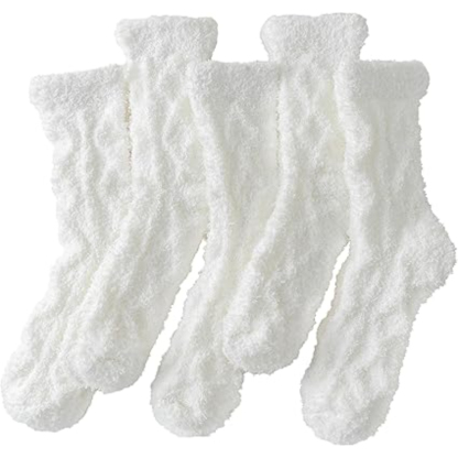 Pair Of 6 Warm Cozy Fluffy Fuzzy Plush Sleeping Socks Set For Women