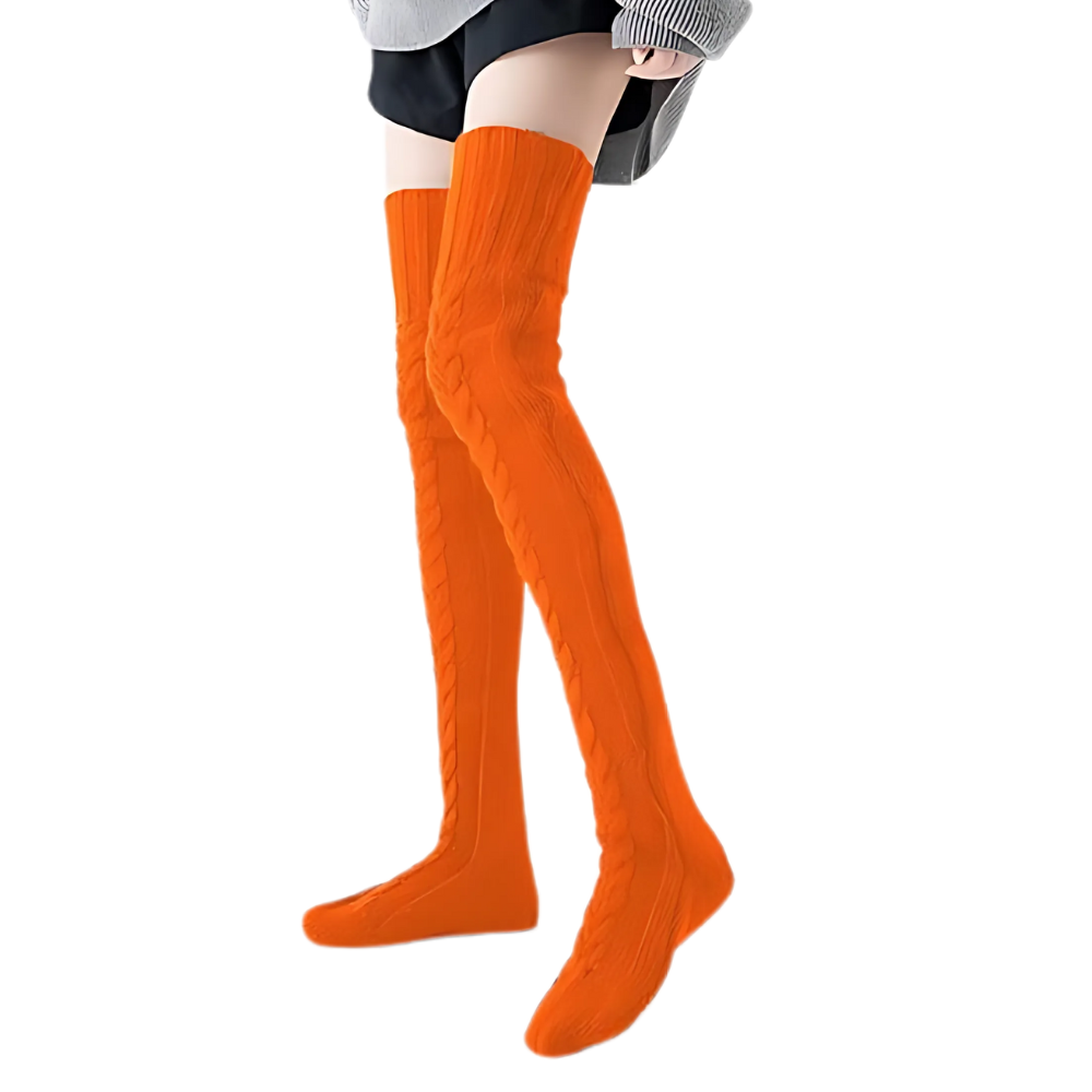 Womens Thigh High Socks Over The Knee Cable Knit Boot Socks