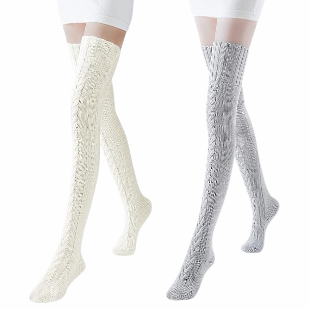 Pack Of 2 Women High Socks Over the KneeClassic Winter Knit Style Pair Of 2 Socks - Image 6