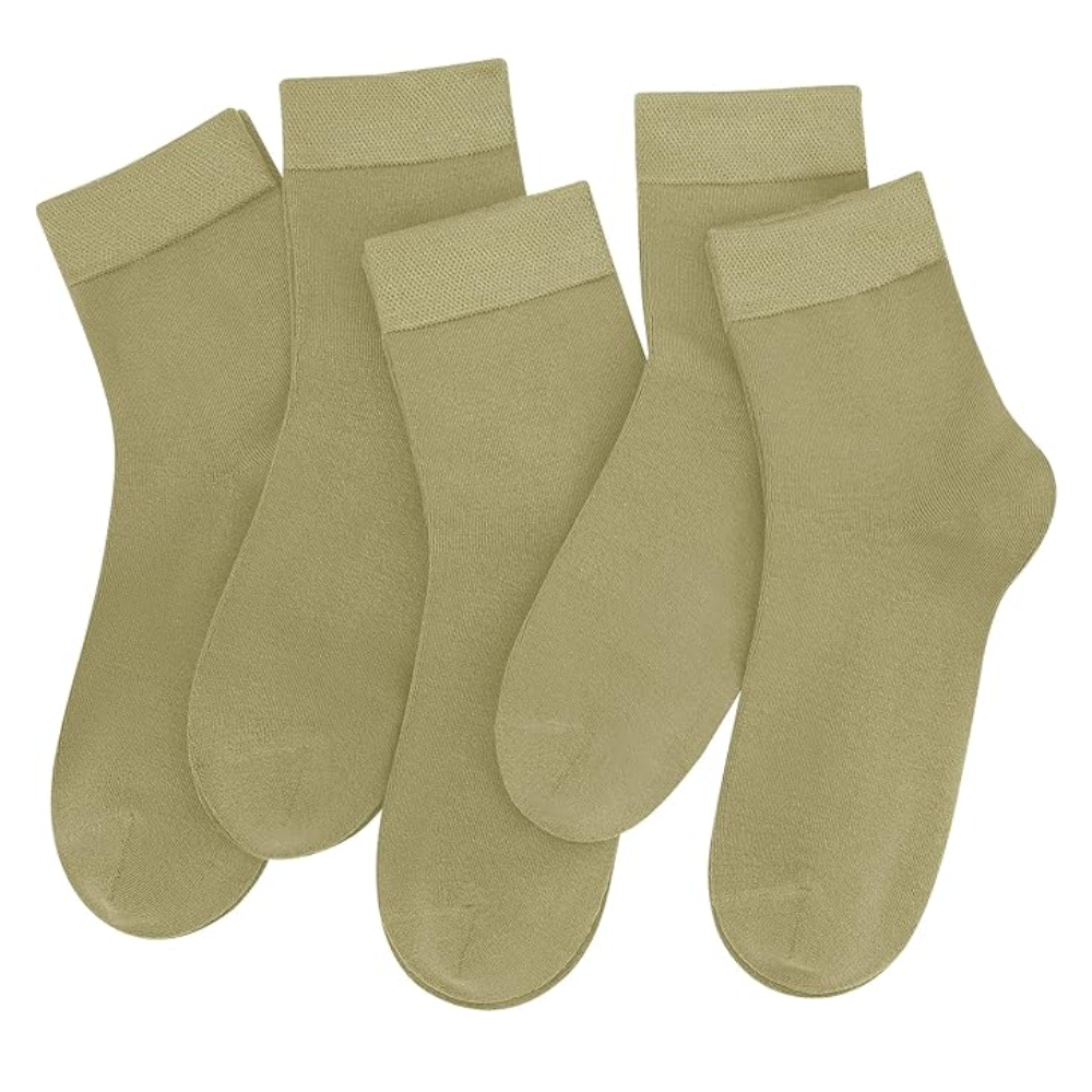 5 Pairs Women Bamboo Crew Socks Thin Lightweight Casual Wear