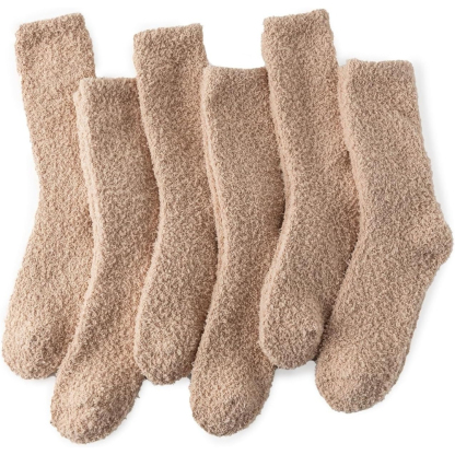 6 Pairs Women Soft Fuzzy Fluffy Slipper Socks