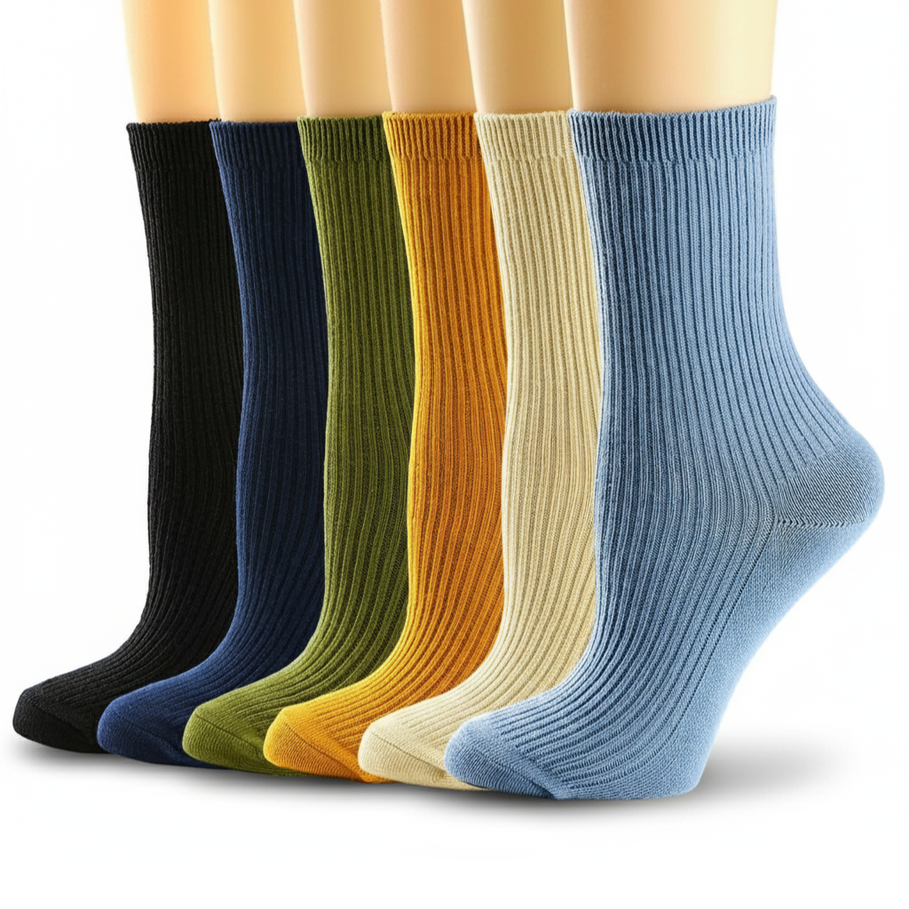 Pack of 6 Comfy Women Casual Knit Cotton Crew Socks