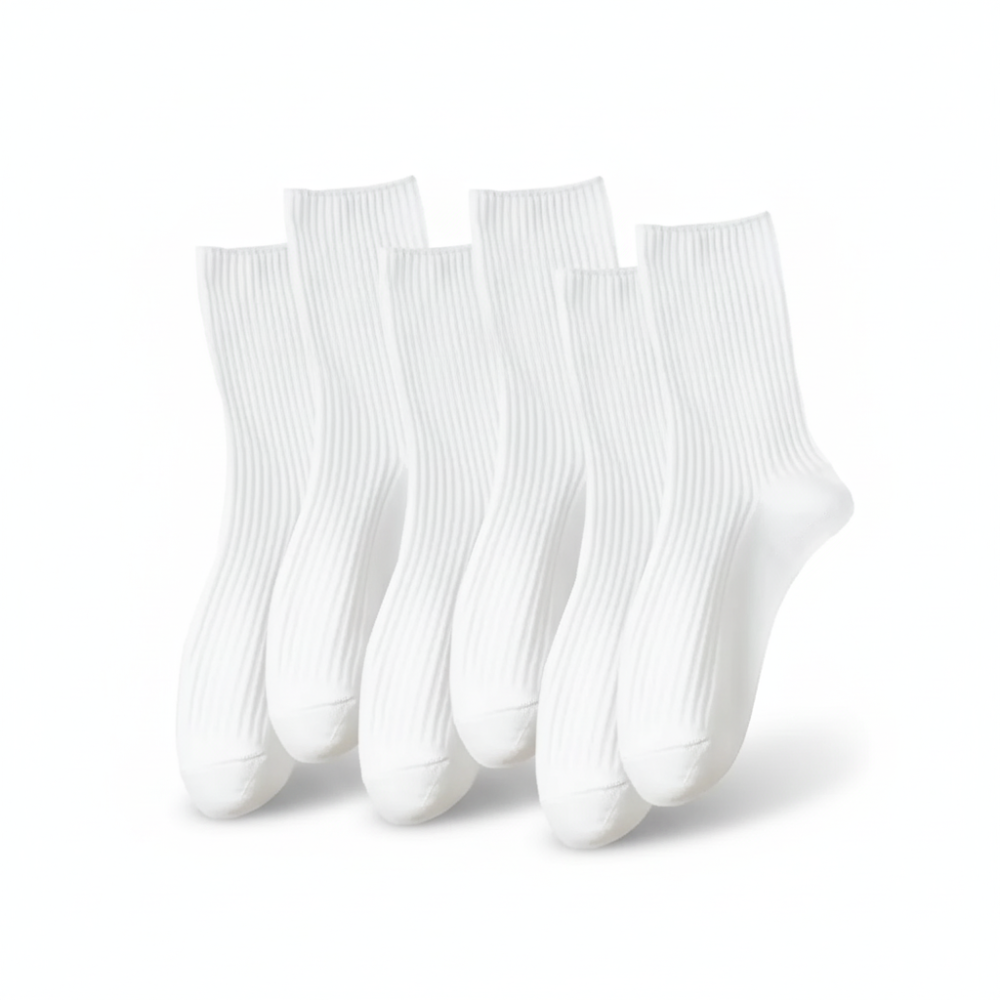 6 Pairs Of Women Crew Cotton Casual Workout Socks