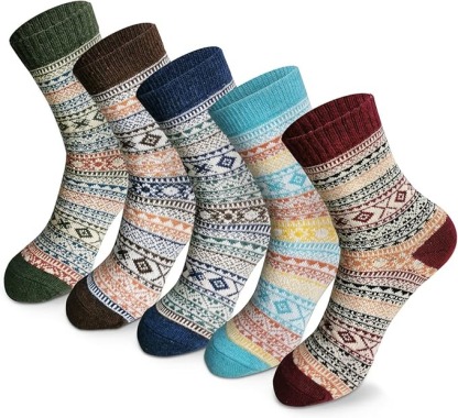 5 Pairs Of Soft Thick Wool Crew Socks