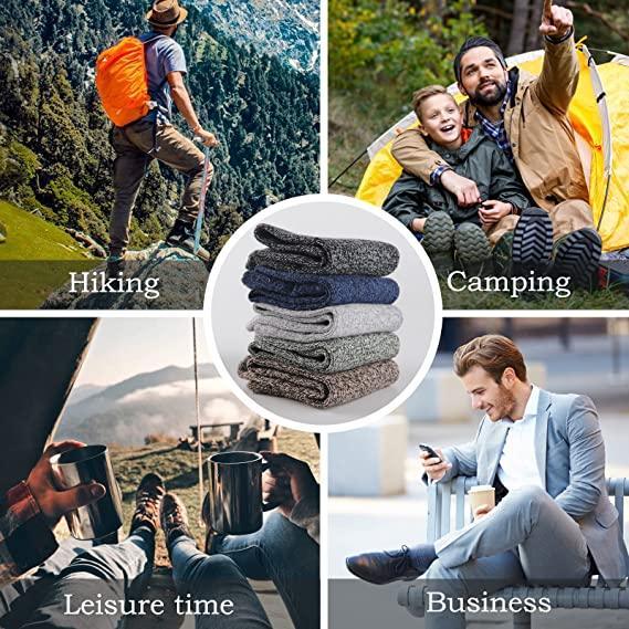 Warm Winter Socks | Thermal Merino Wool Socks For Men - Pack Of 5-Plantar Socks