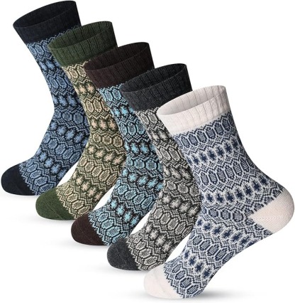 5 Pairs Of Soft Thick Wool Crew Socks