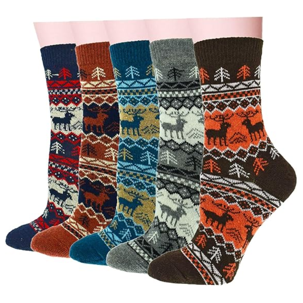 Geometric Knit Crew Pattern Blend Socks