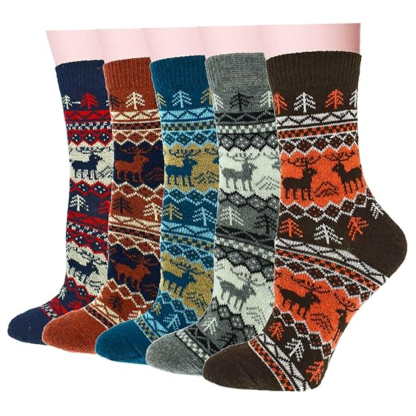 Geometric Knit Crew Pattern Blend Socks