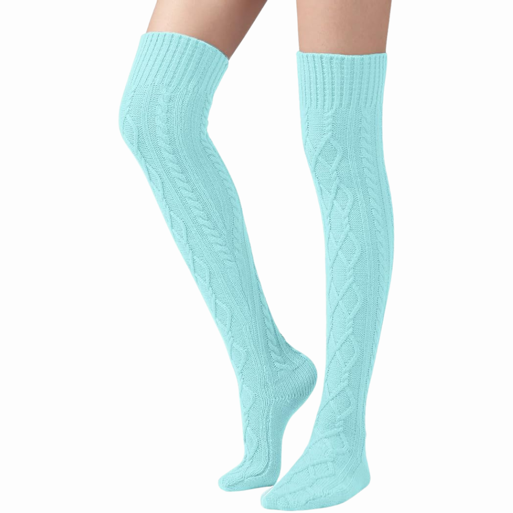 Women Cable Knit Boot Socks Extra Long Winter Stocking