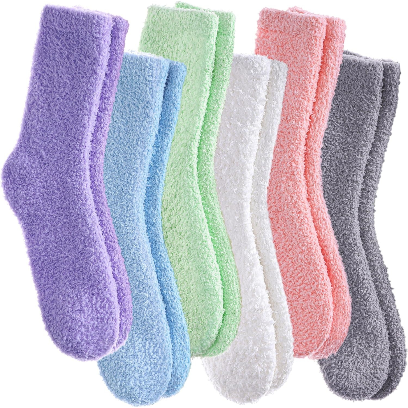 Women Fuzzy Microfiber Cozy Winter Crew Slipper Socks