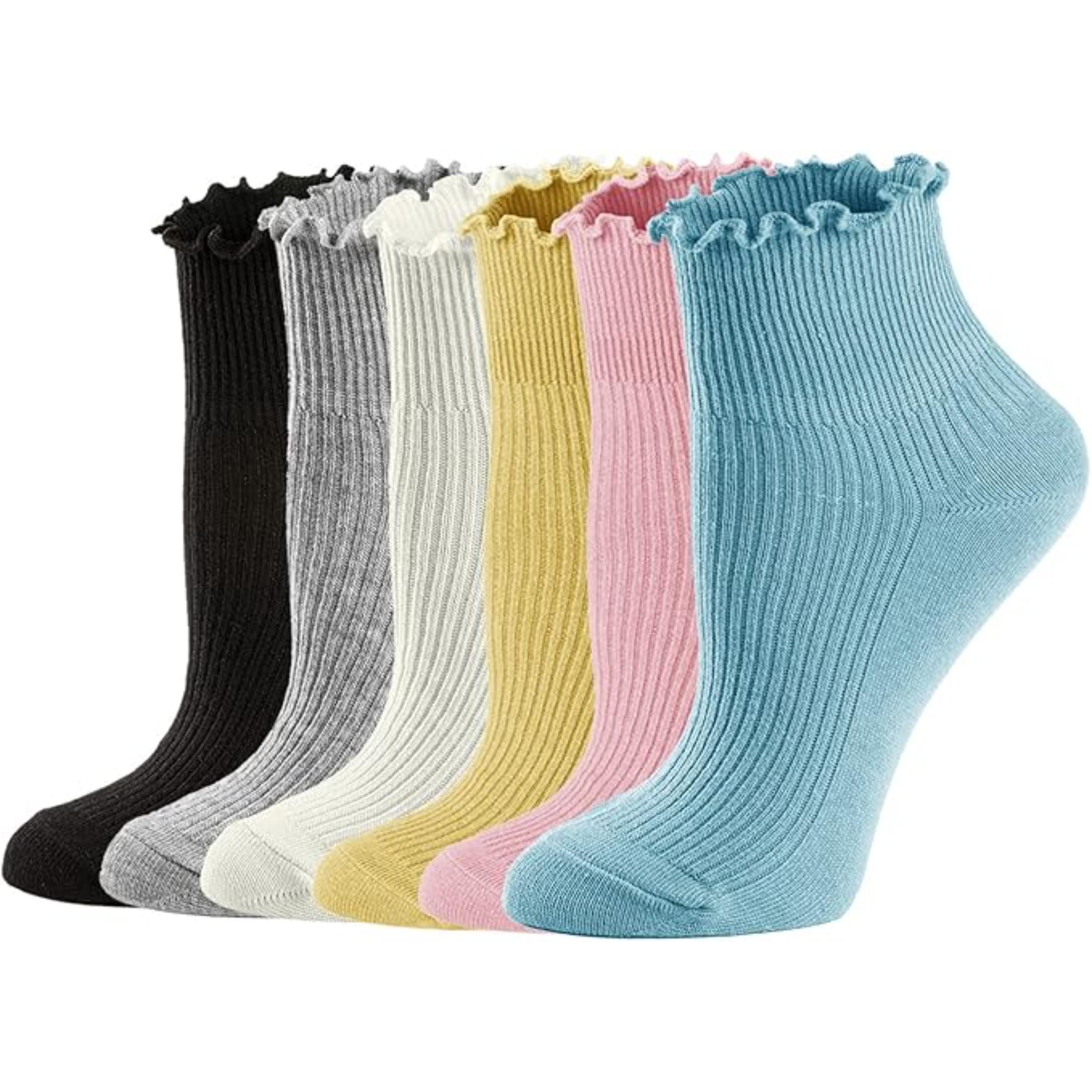 Pack Of 6 Casual Ankle Ruffle Socks For Women