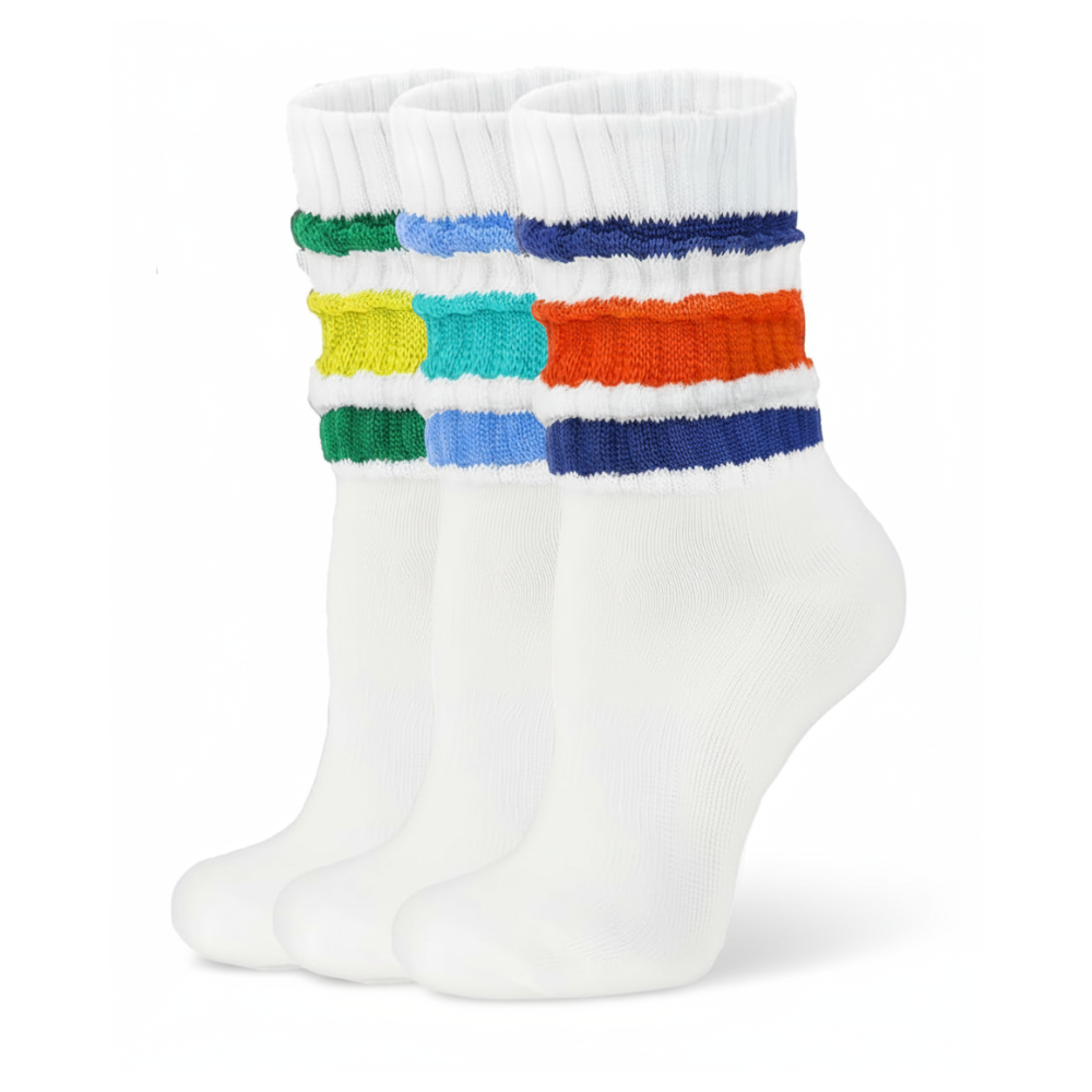 3 Pair Of Scrunch Ribbed Slouchy Crew Design Socks