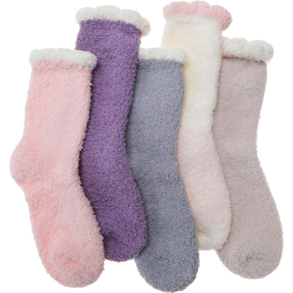 Pairs of 5 Cozy Plush Fleece Warm Wear Women Fuzzy Socks Winter