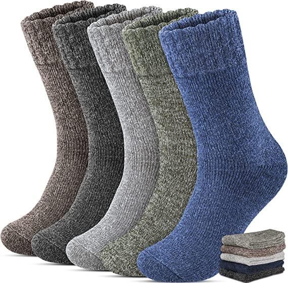 Warm Winter Socks | Thermal Merino Wool Socks For Men - Pack Of 5-Plantar Socks