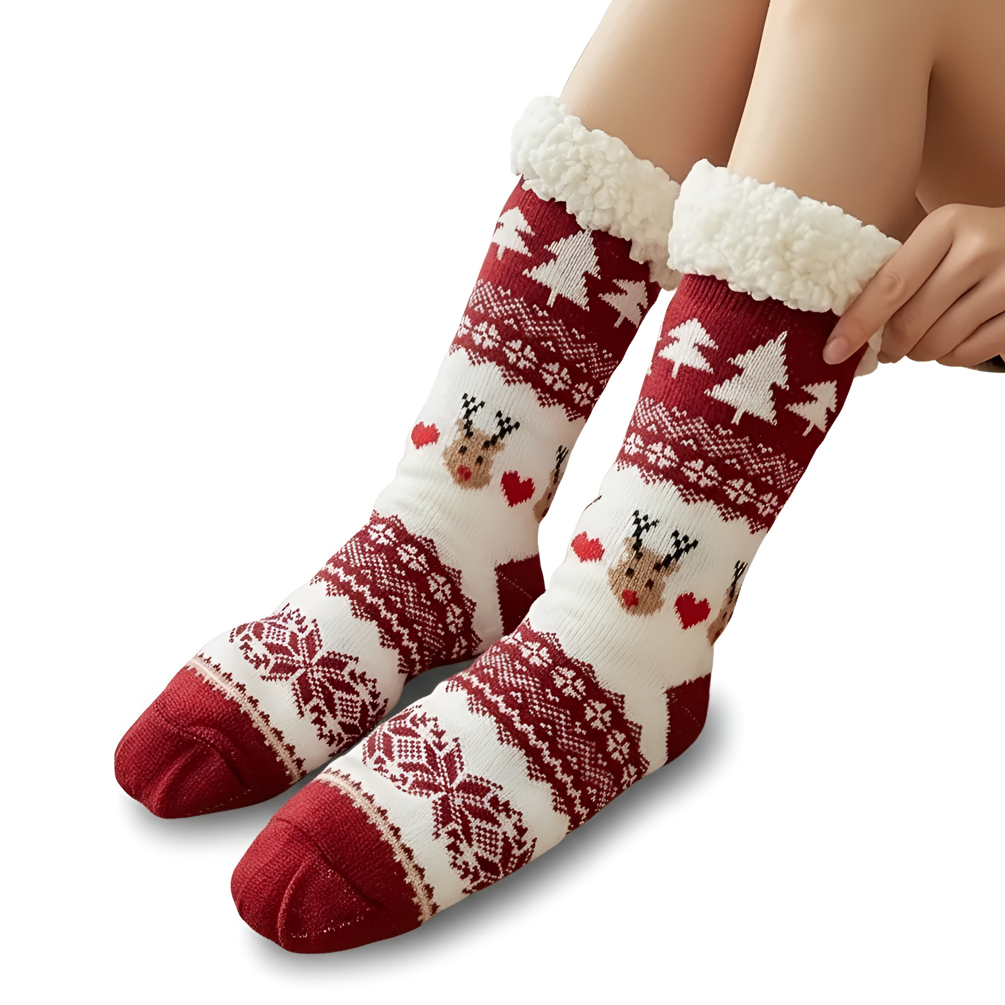 Warm And Cozy Cartoon Print Fleece Lined Socks For Women