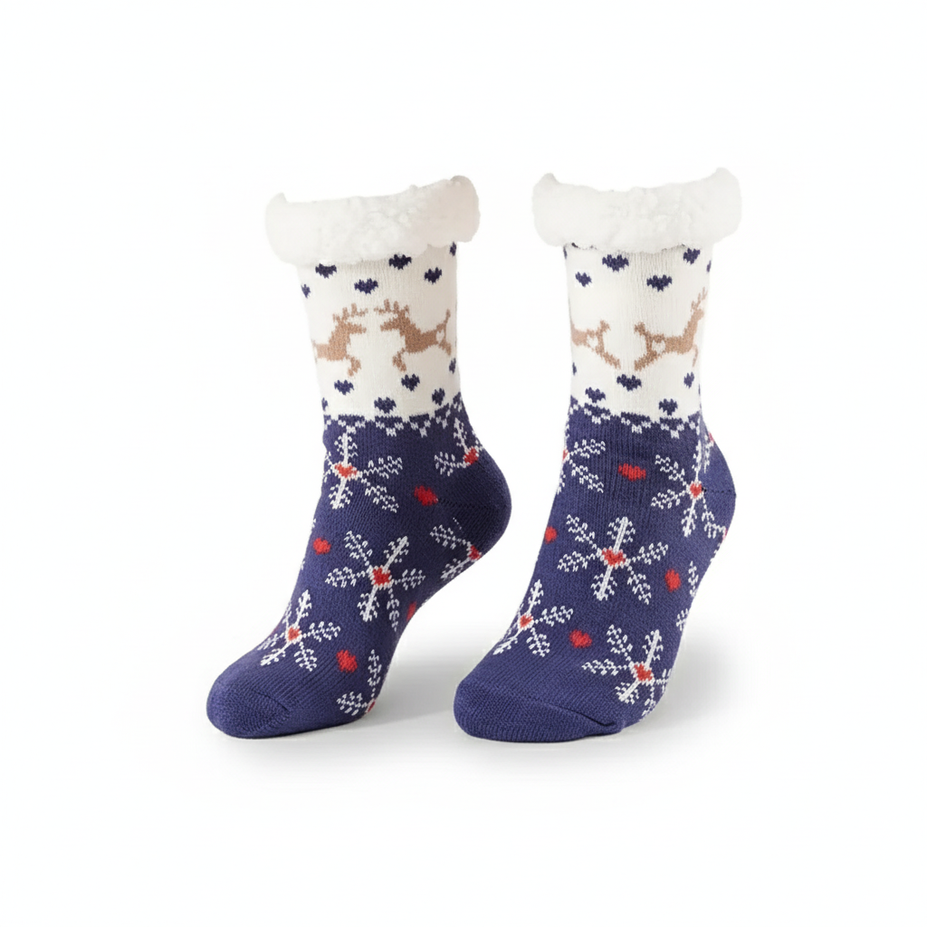 Soft Plush Fleece Lined Christmas Socks For Women