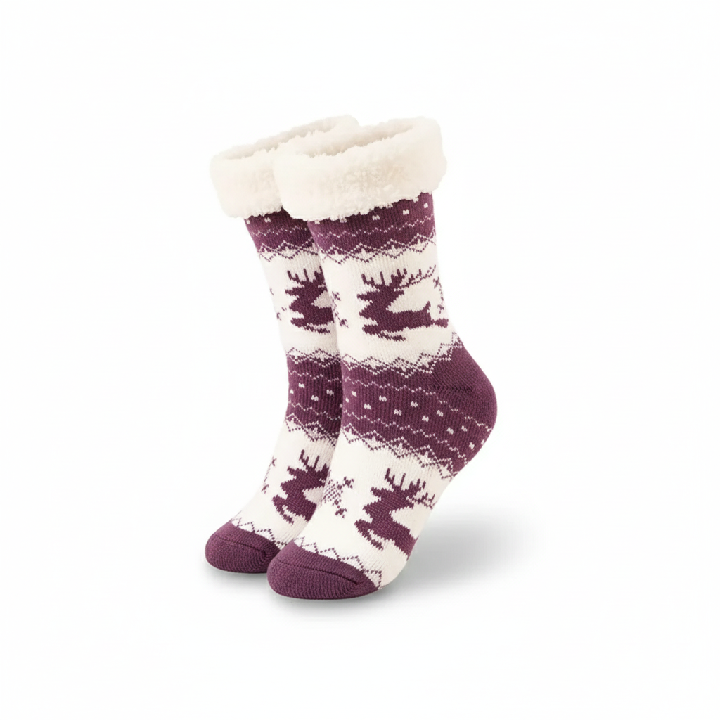 Soft Plush Fleece Lined Christmas Socks For Women