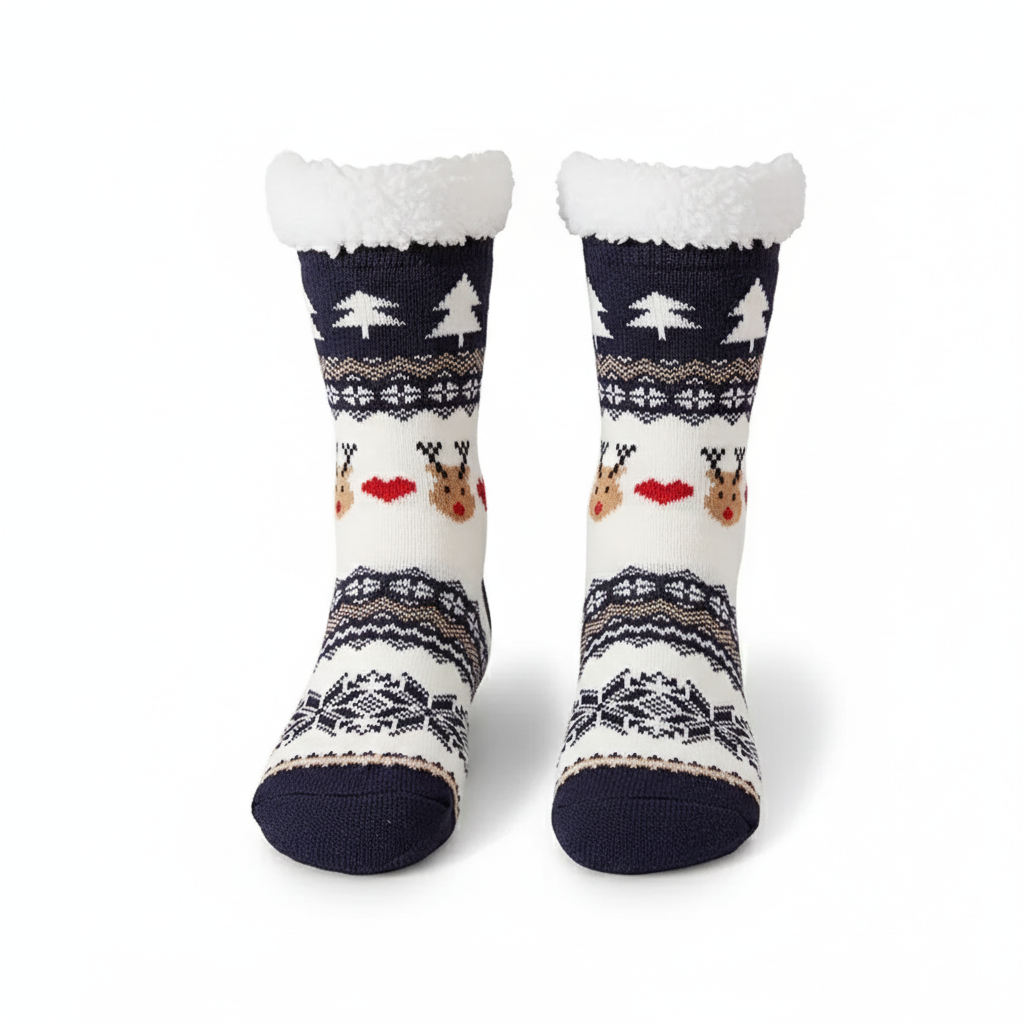 Soft Plush Fleece Lined Christmas Socks For Women