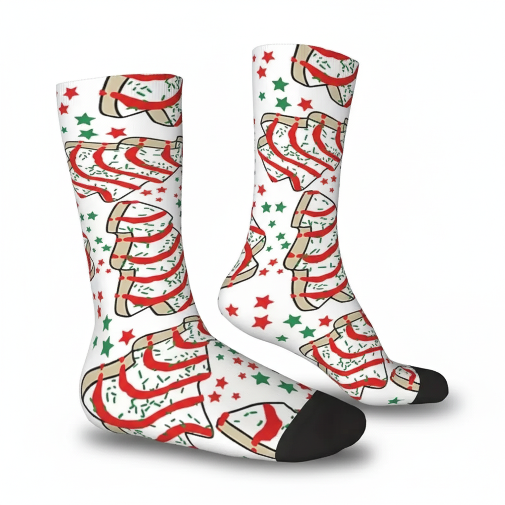 Christmas Tree Printed Crew Socks For Men