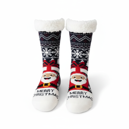Soft Plush Fleece Lined Christmas Socks For Women