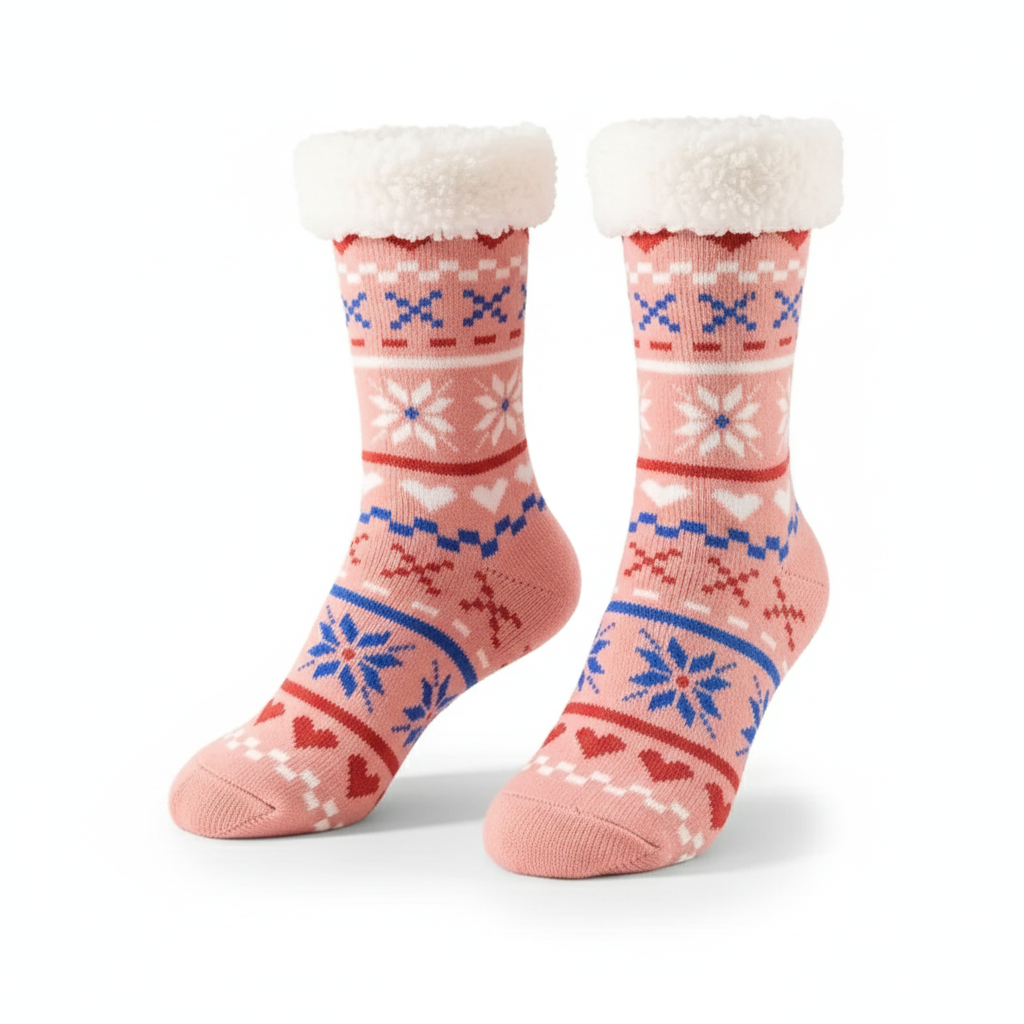 Soft Plush Fleece Lined Christmas Socks For Women