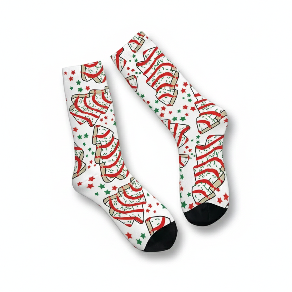 Christmas Tree Printed Crew Socks For Men