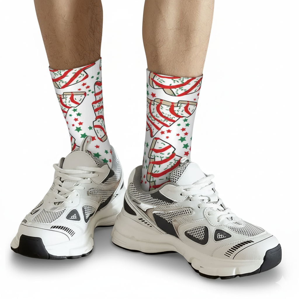 Christmas Tree Printed Crew Socks For Men