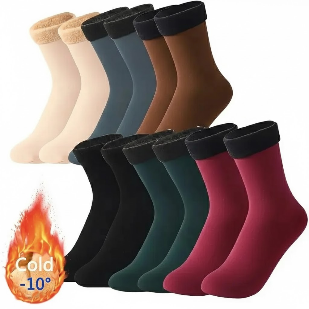 5 Pairs Of Thick Thermal Fleece Lined Socks