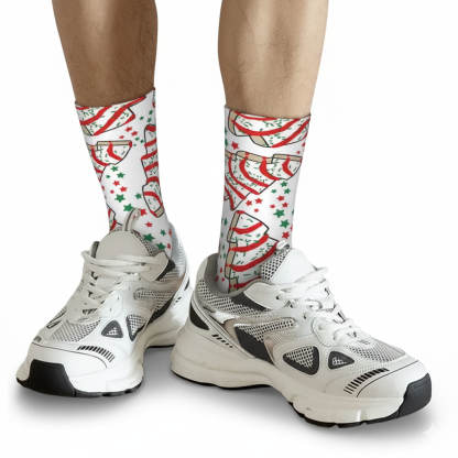 Christmas Tree Printed Crew Socks For Men
