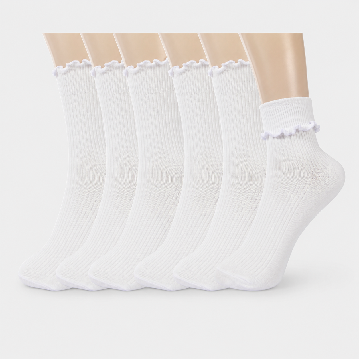 Ruffle Athletic Lightweight Crew Socks For Women