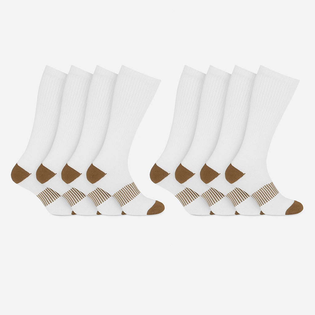 4 Pack Crew Socks With Reinforced Heel Accents-Plantar Socks
