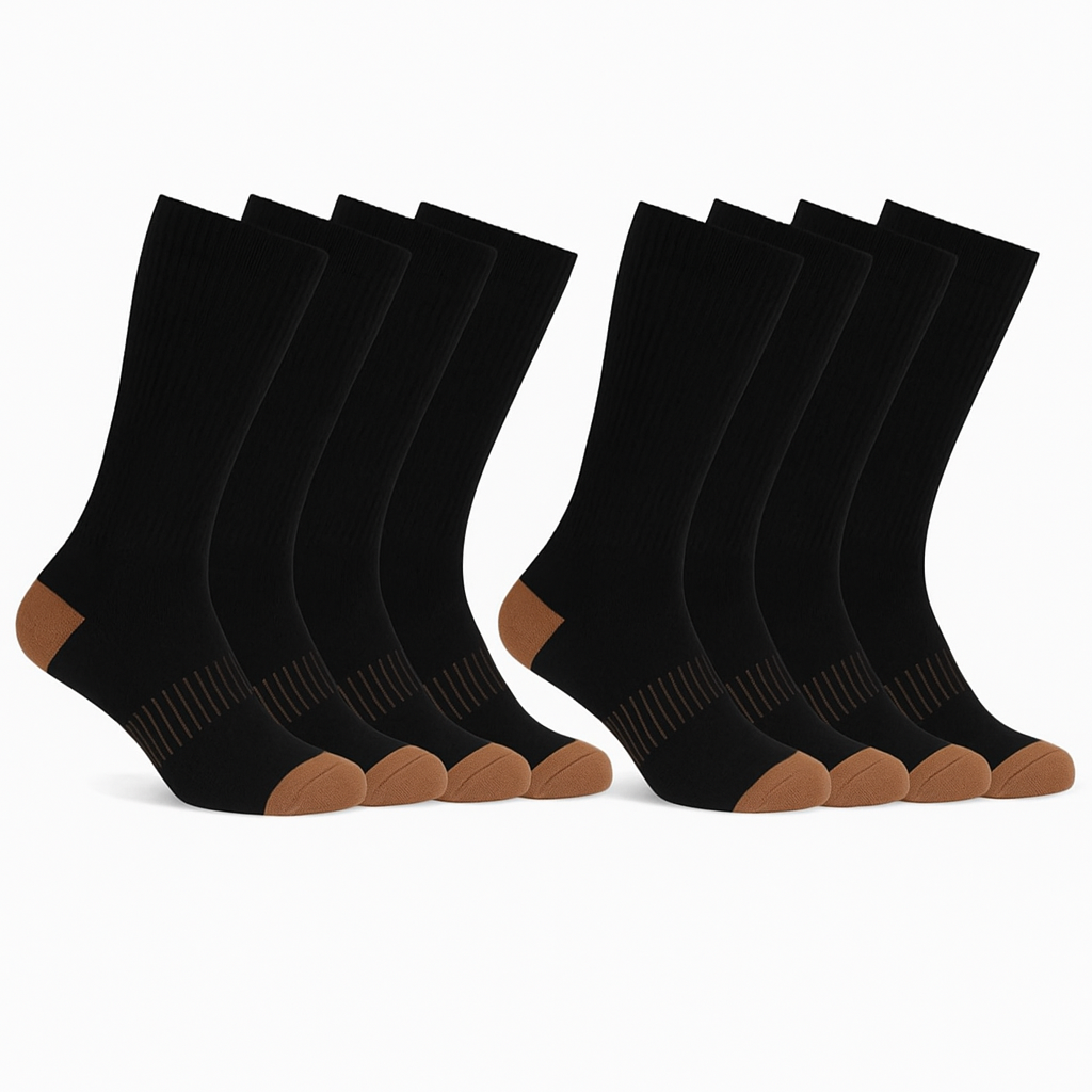 4 Pack Crew Socks With Reinforced Heel Accents-Plantar Socks