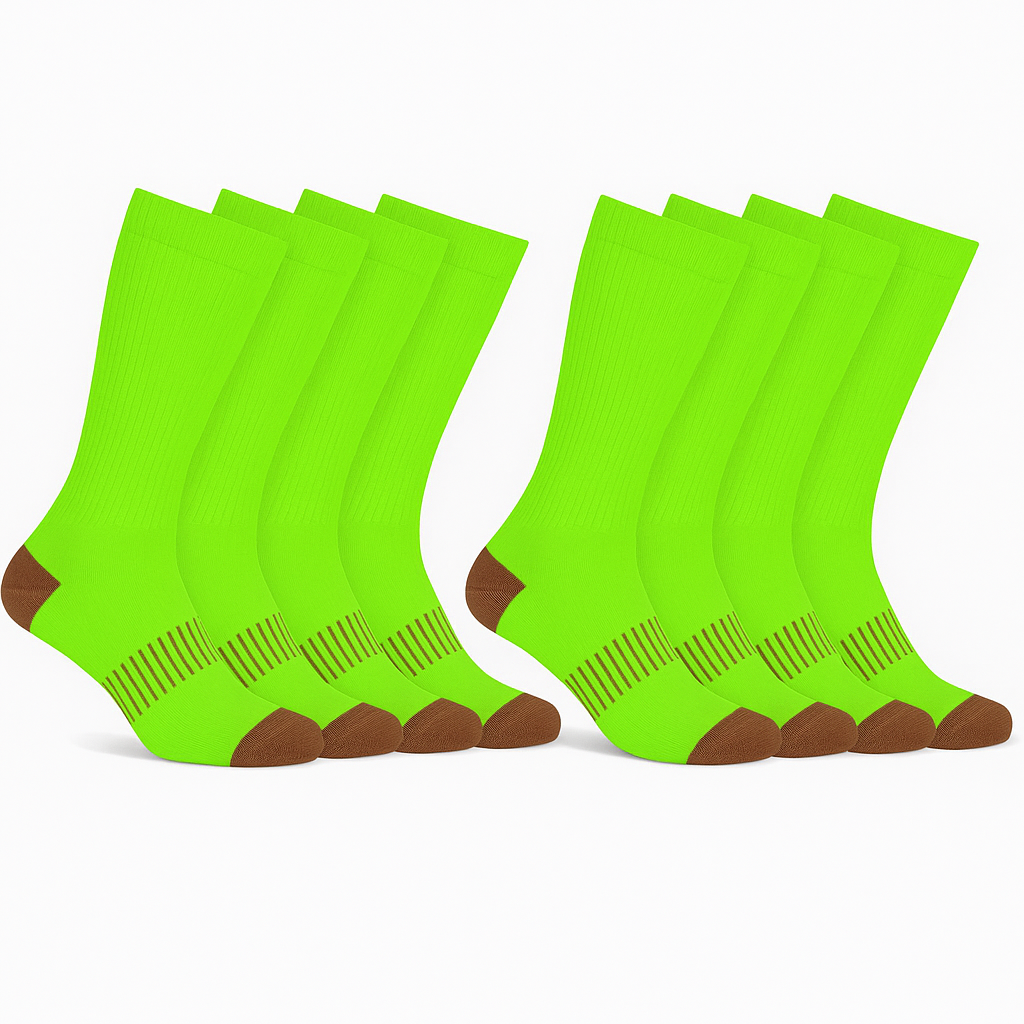 4 Pack Crew Socks With Reinforced Heel Accents-Plantar Socks
