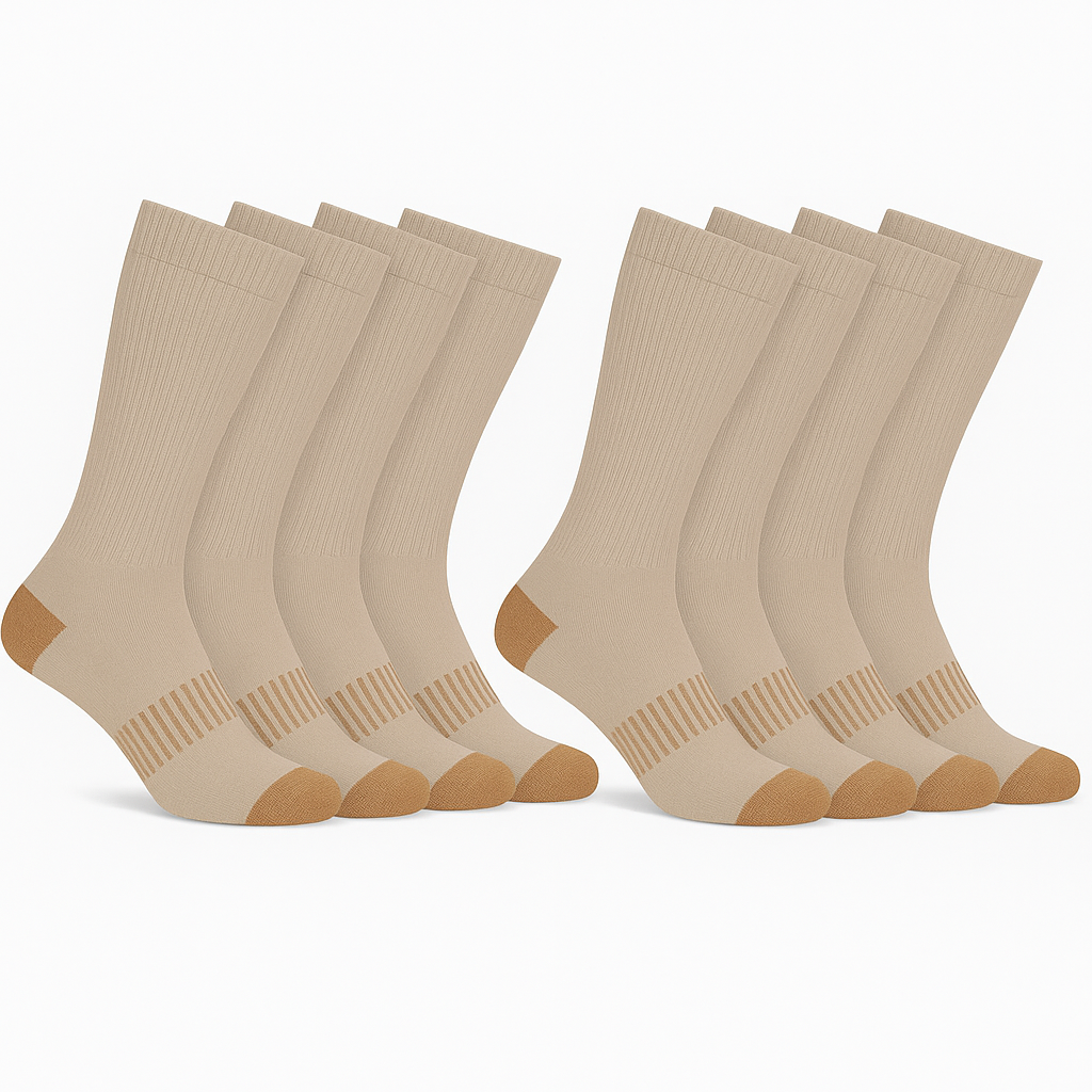 4 Pack Crew Socks With Reinforced Heel Accents-Plantar Socks4 Pack Crew Socks With Reinforced Heel Accents - Image 3