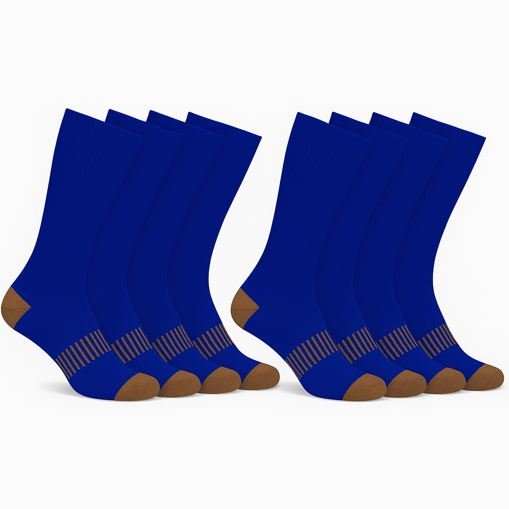 4 Pack Crew Socks With Reinforced Heel Accents-Plantar Socks
