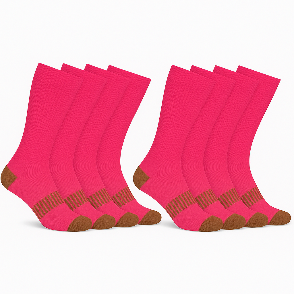 4 Pack Crew Socks With Reinforced Heel Accents-Plantar Socks