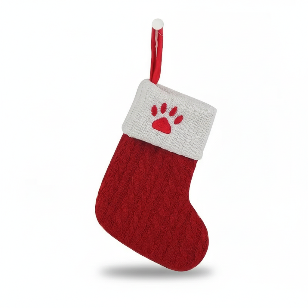 Christmas Knitted Stocking With Letter Print And Hanging Rope For Tree And Gifts