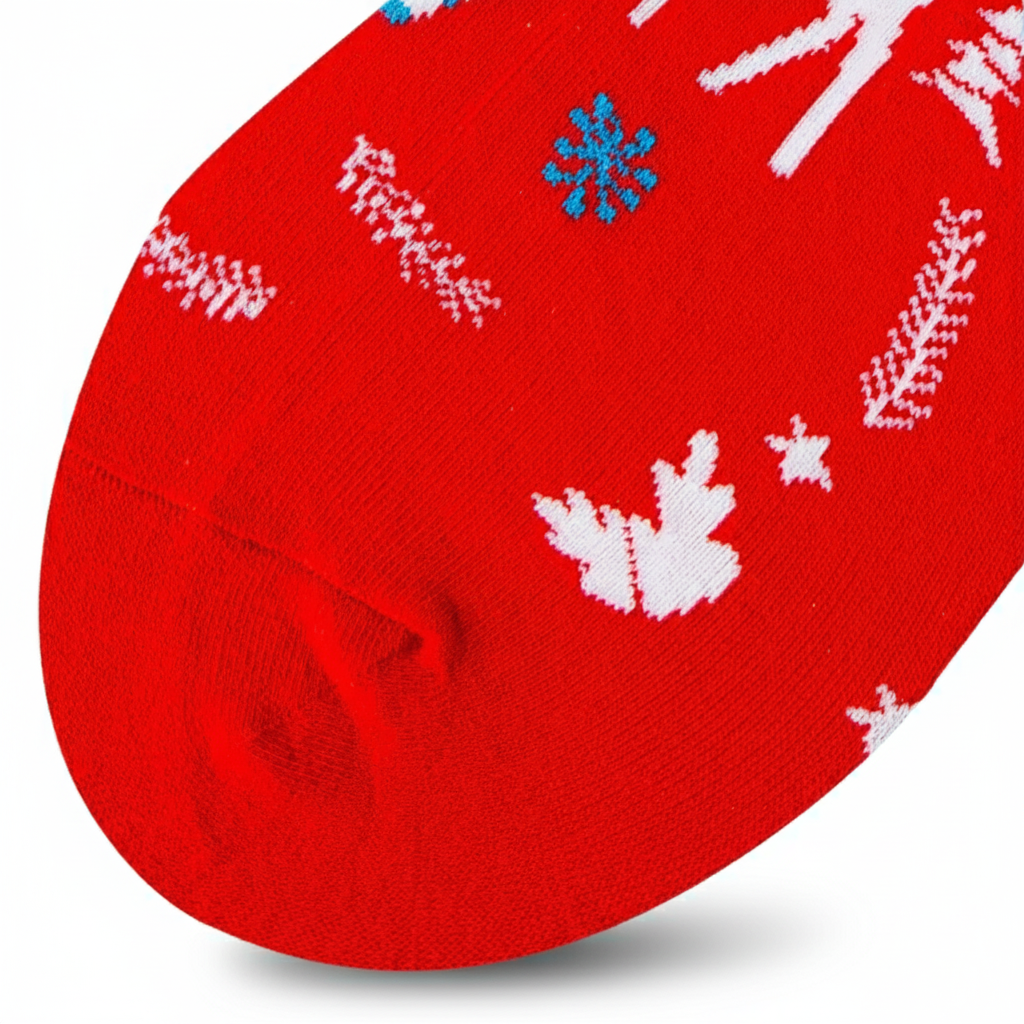 Christmas Santa Claus Mid Calf Socks With Holly Berry Border