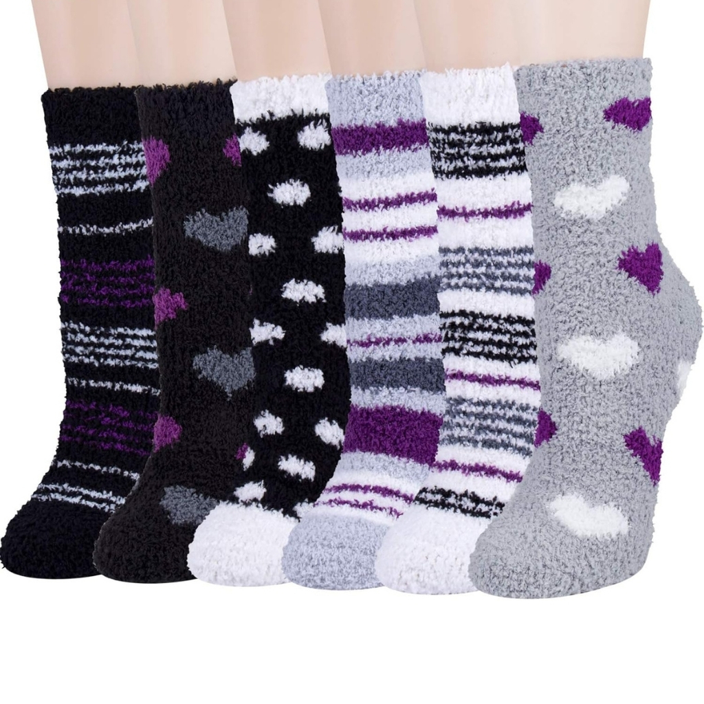 Colorful Warm Fuzzy Crew Slipper Socks